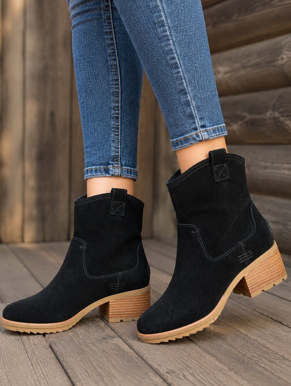 Sorel NEW Cate Pull On Western Boho Minimalist Block Heel Comfort Booties 8M
